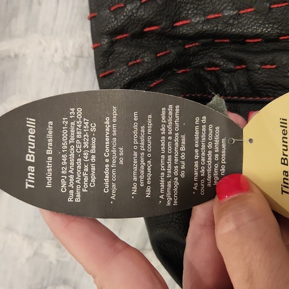 Black leather Tina Brunelli jacket with red detail size GG, new with tags! - Picture 11 of 12